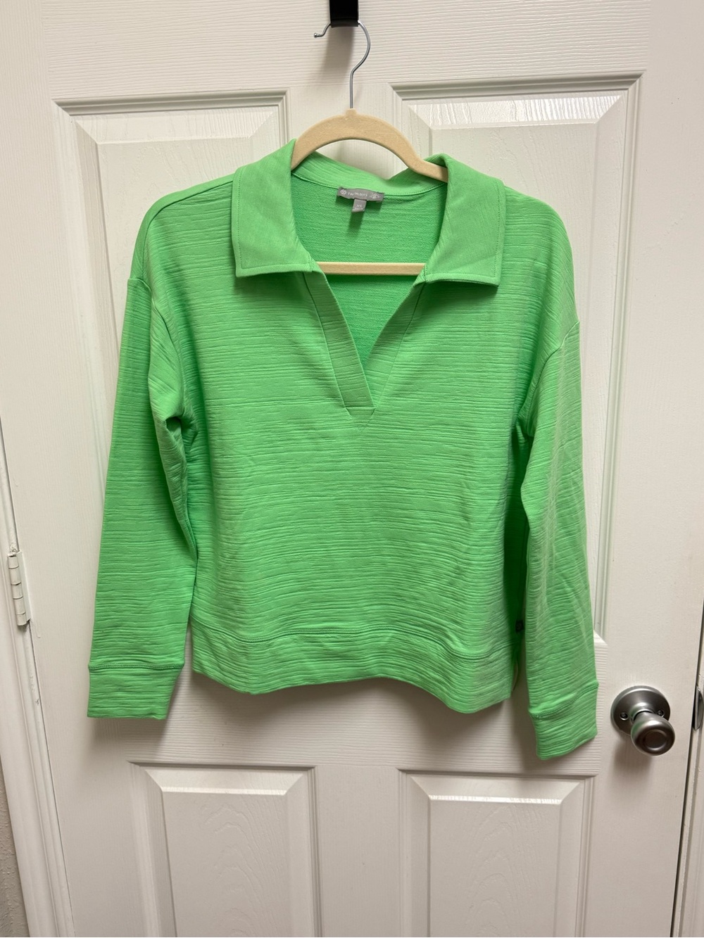 Talbots Green Crewneck Knit Top with UPF Protection